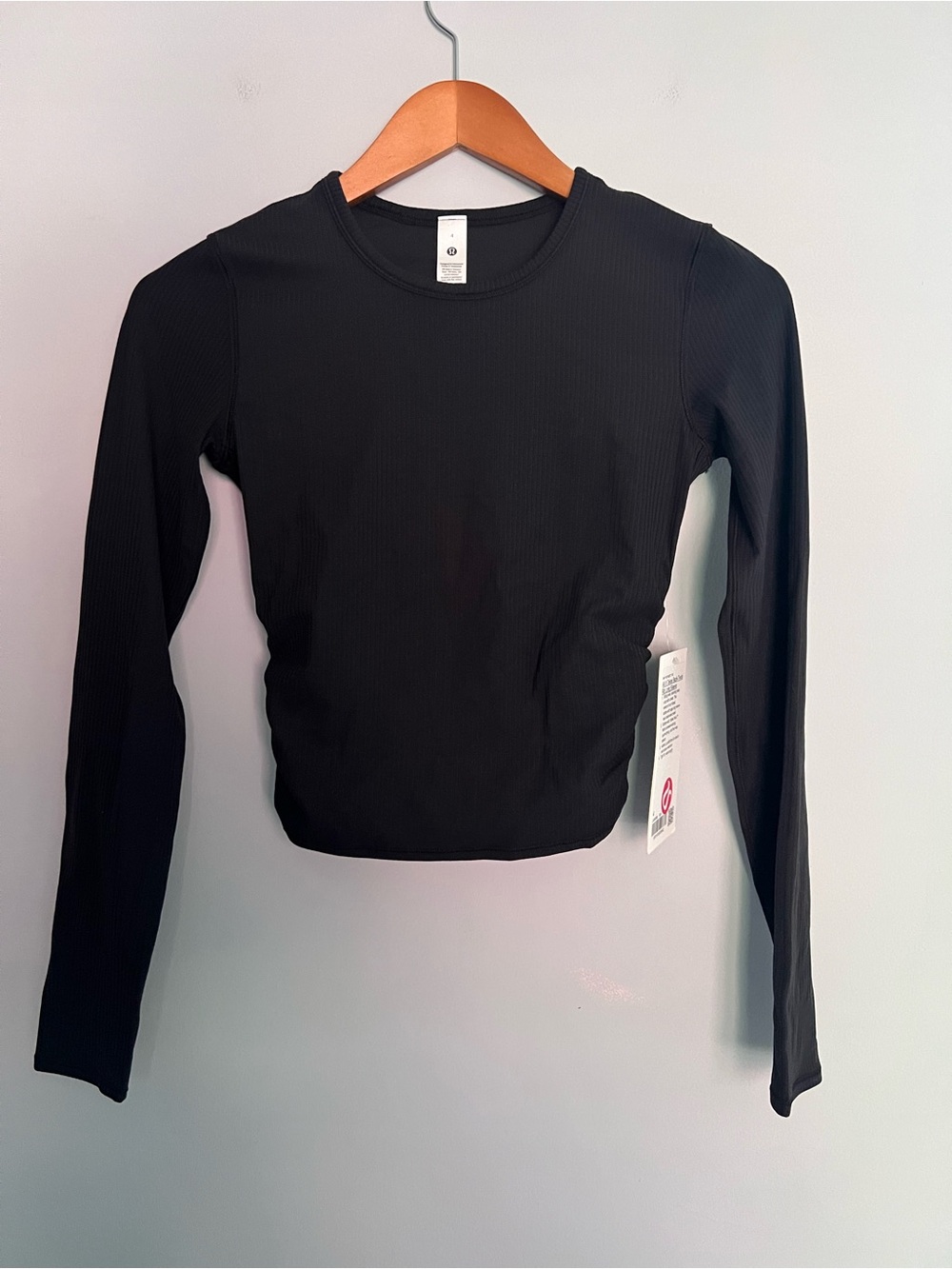 NWT Lululemon All It Takes Back-Twist Rib Long Sleeve Shirt Black Size 4